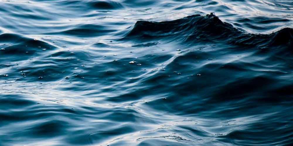 Superficie di un tratto di Mar Mediterraneo con residui di plastica