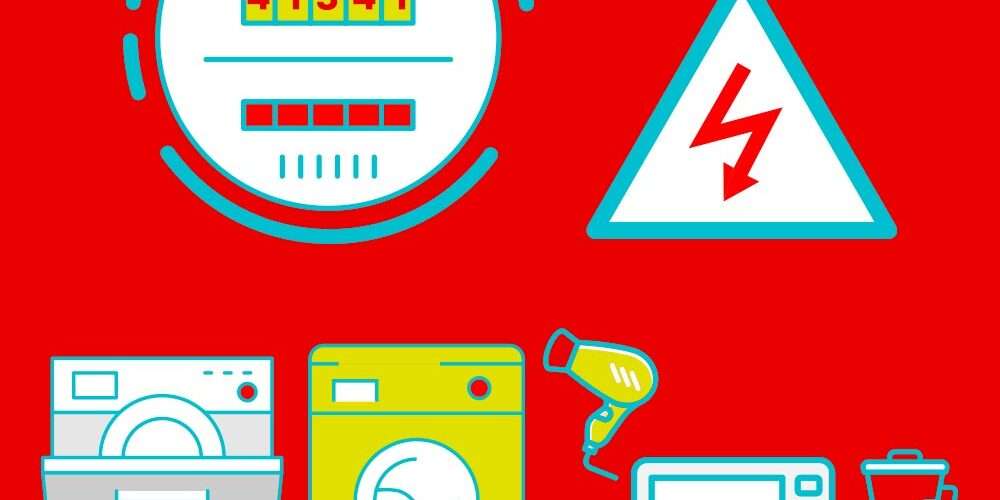 Illustrazione di un contatore e di vari elettrodomestici: a seconda dei picchi possiamo aumentare la potenza del contatore