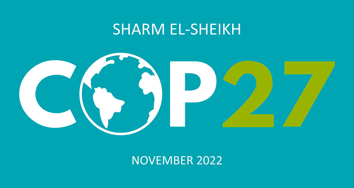 Illustrazione con la scritta COP27, tenutasi a Sharm El-Sheikh a novembre 2022