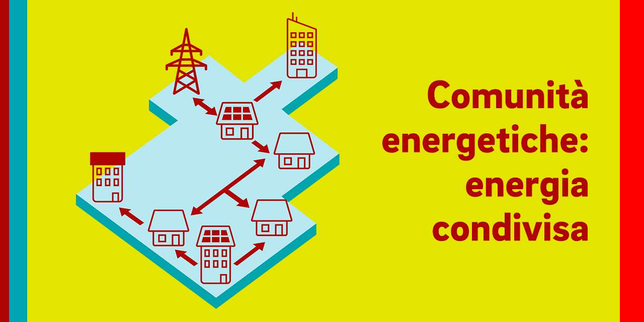 Illustrazione di una comunità energetica, modello sostenuto dal Decreto RED II per i vantaggi dell’energia condivisa